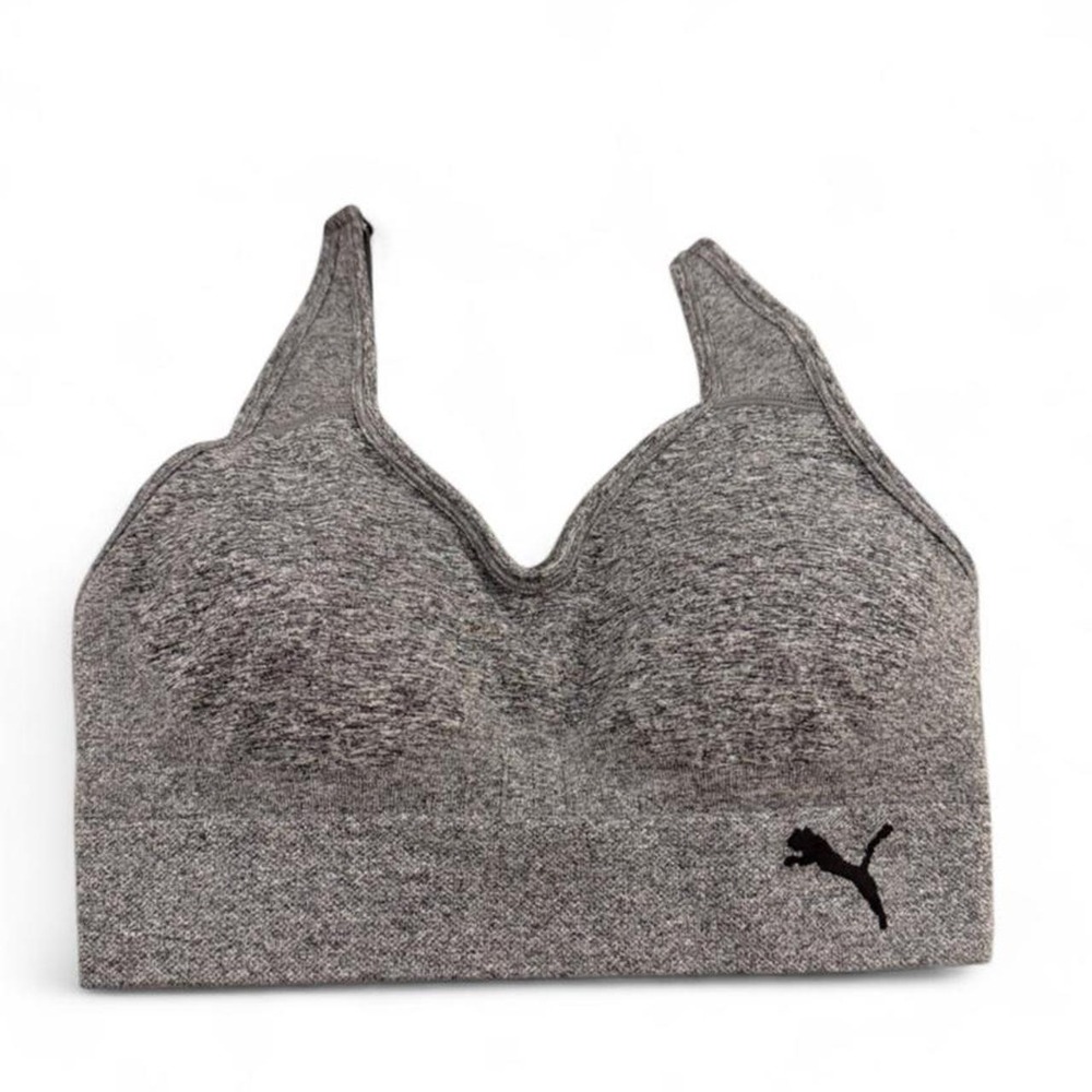 Puma Womens Seamless Sports Bra Heather Gray Adjustable Straps Size S